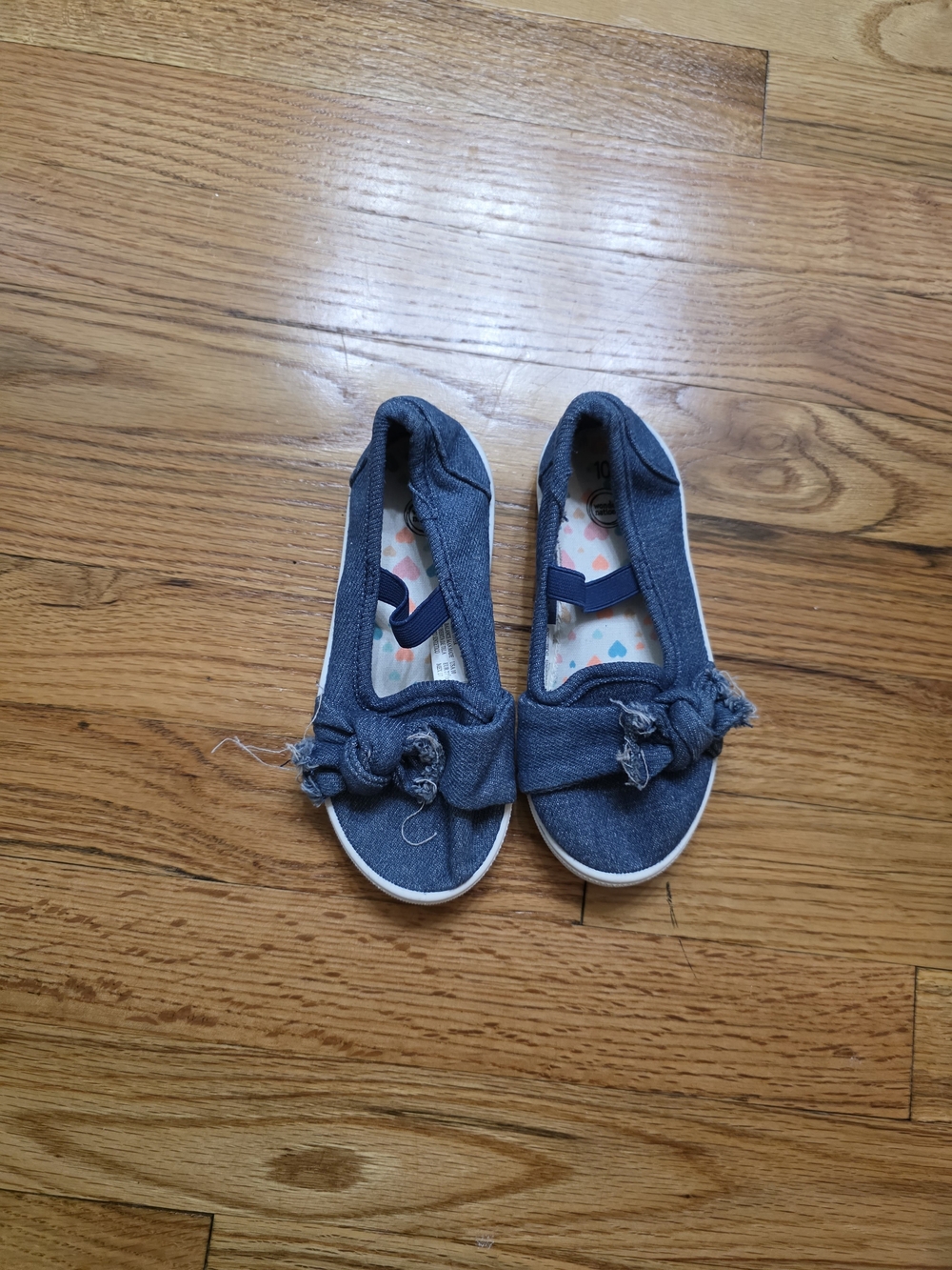 wonder nation Navy Denim Slip-On Sneakers with Bow